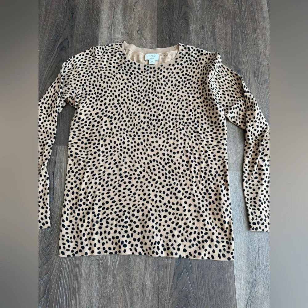 J. Crew Teddy Tan and Black Leopard Dot Sweater, women’s size XS